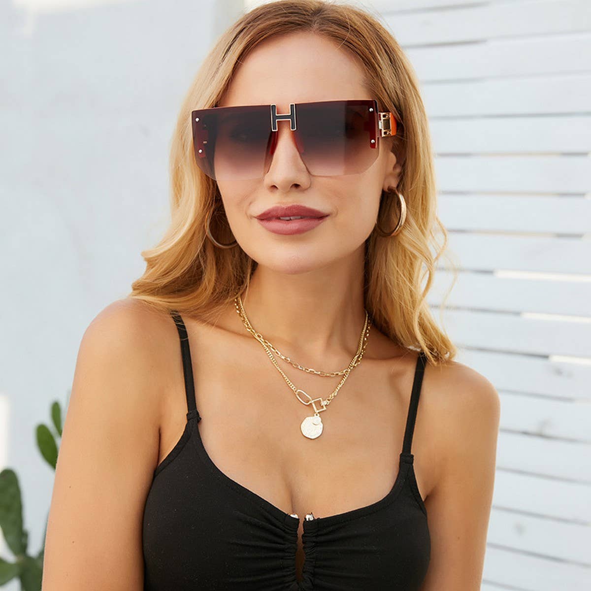 UV PROTECTION DIAMOND-CUT LARGE FRAME SUNGLASSES