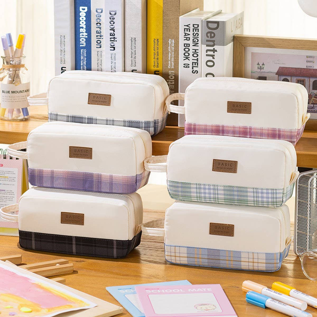 LARGE SQUARE MULTI-LAYER PENCIL CASE