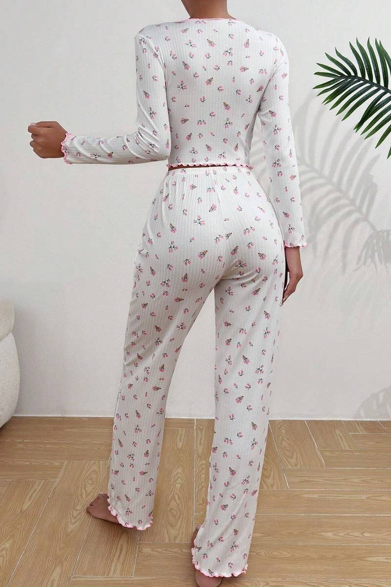 CWSPJ00472_FLORAL PRINT LONG SLEEVE PANTS PAJAMA SET