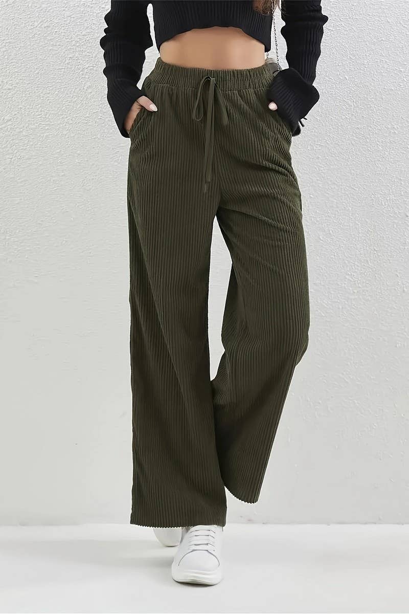 CWBLP1119_CORDUROY ELASTIC WAIST STRAIGHT TROUSERS