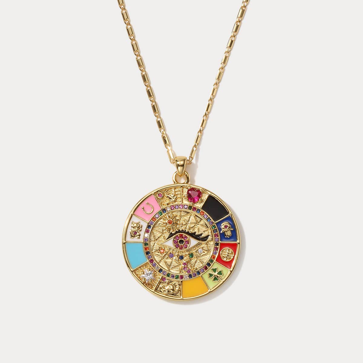 FASHIONABLE EVIL EYE NECKLACE SUNFLOWER TAG WOMEN