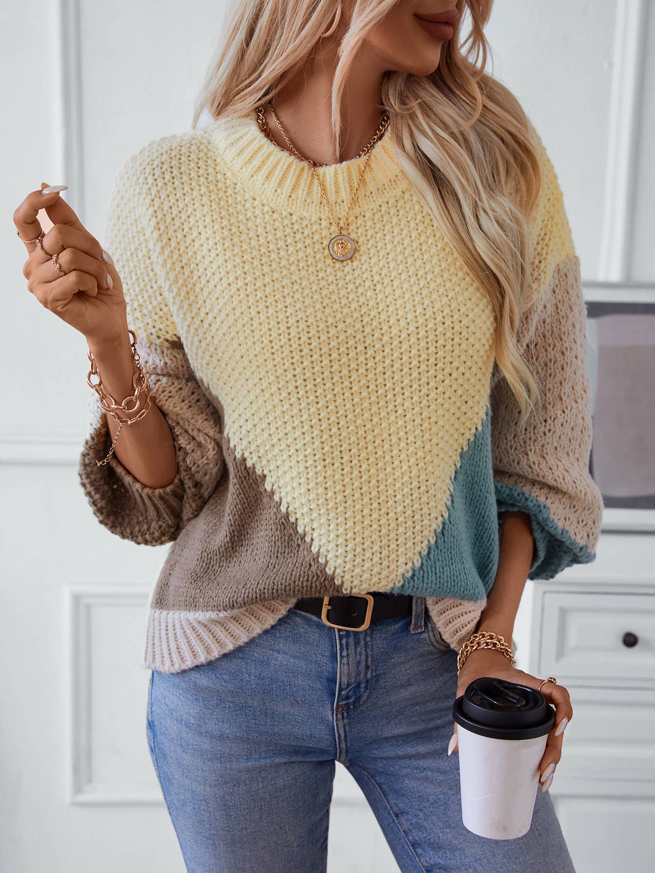 CASUAL CREW-NECK LONG-SLEEVED SWEATER TOP