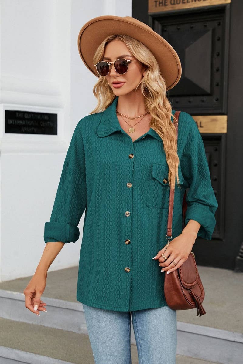 CWTSTL2218_LAPEL BUTTON DOWN LONG SLEEVE SHIRT TOP