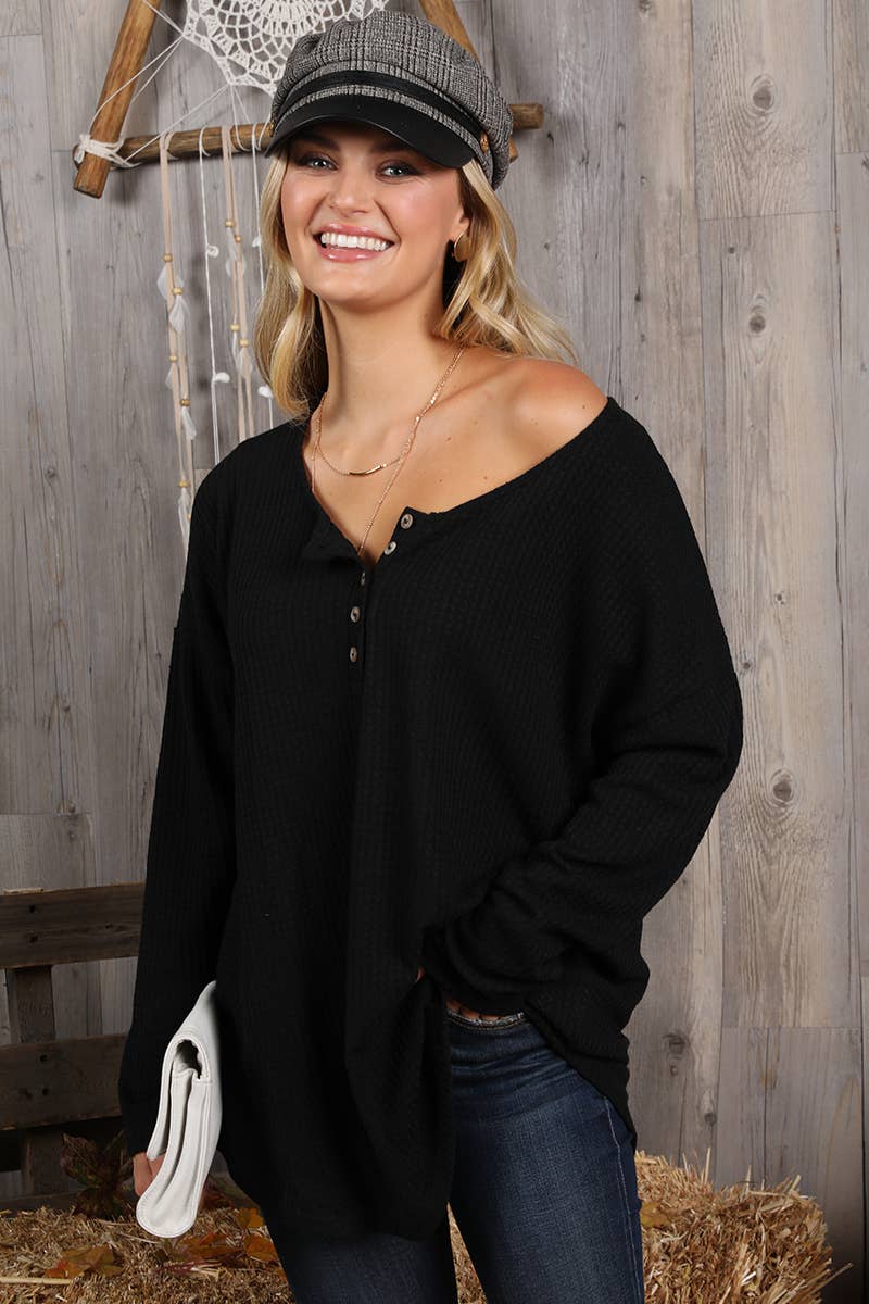 CWTTL1402_Round Neck Casual Long Sleeved Top