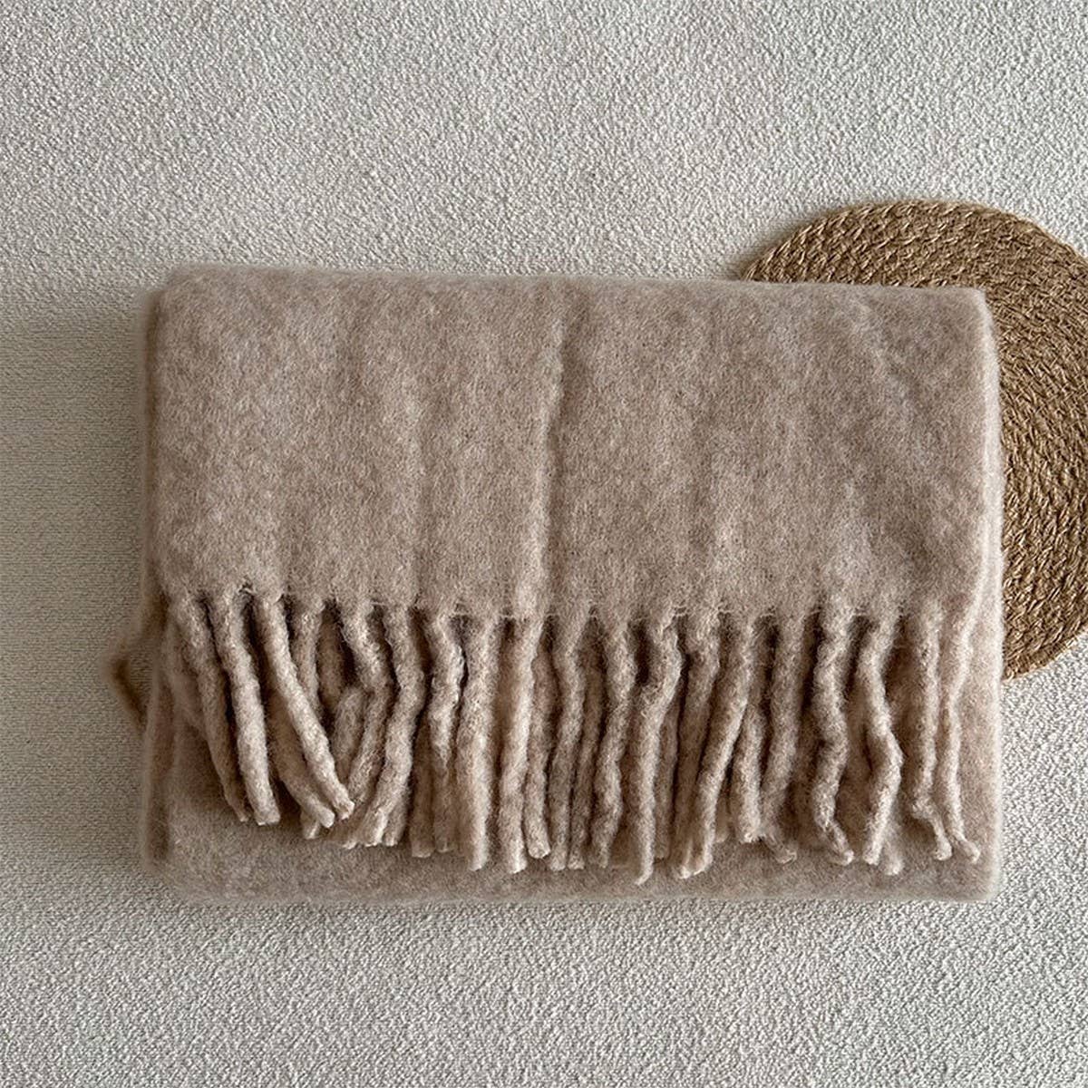 Soft Merino Wool Solid Scarf ??White Winter Wrap_CWASC2294