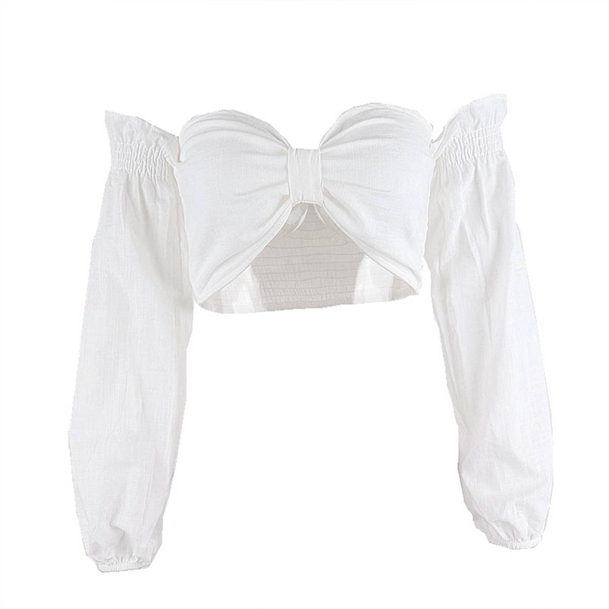 Bow Knot Cropped Long Sleeve Top