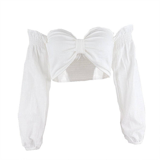 Bow Knot Cropped Long Sleeve Top