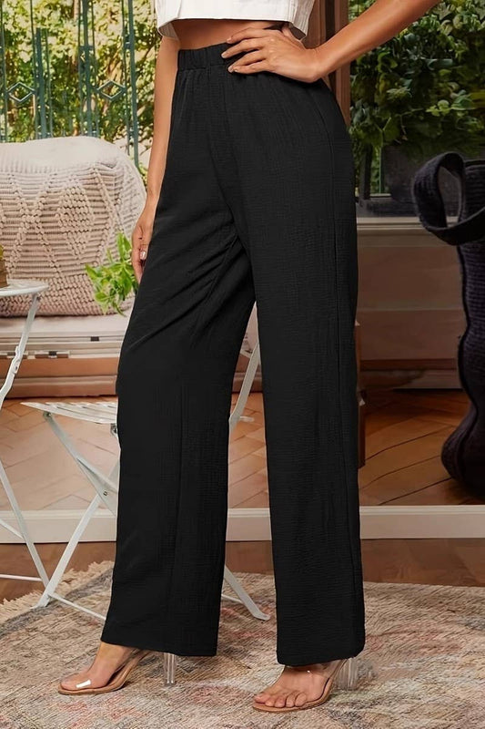 CWBLP1983_ELASTIC WAIST CASUAL COMFORTABLE STRAIGHT PANTS