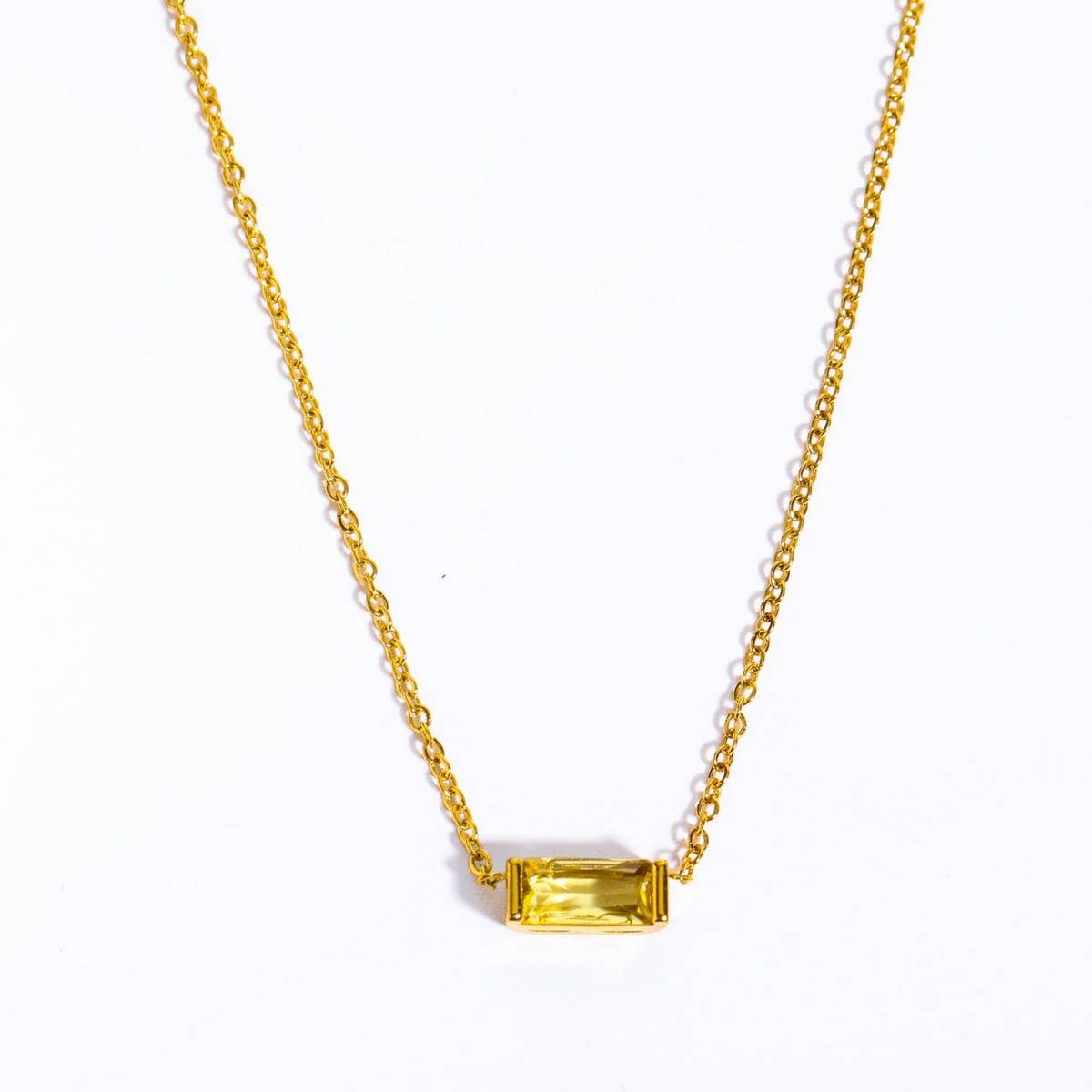 Stainless Steel Colored Birthstone Necklace_CWMM5535