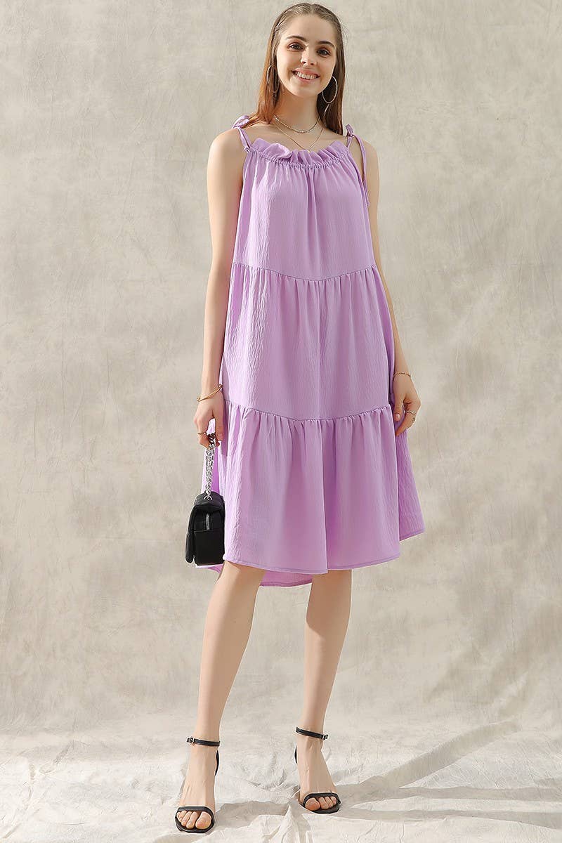 CWDSD10415_SHOULDER BOW TIE PRAIRIE DRESS