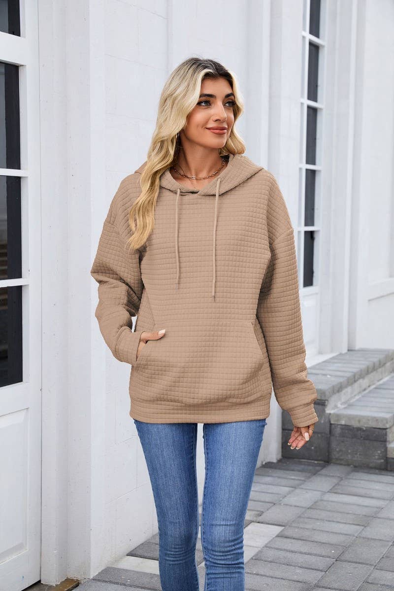 CWOHOL00659_CASUAL POCKET DRAWSTRING LONG SLEEVE HOODIE