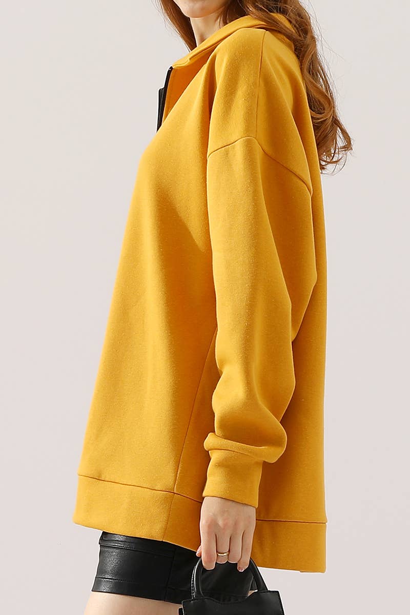 CWOHOL431_Zip Neck Lightweight Pullover Sweatshirt