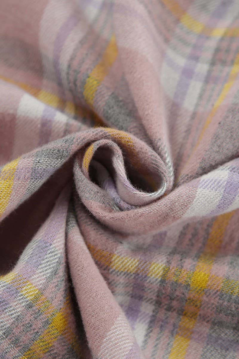 CWTBLL00586_FRESH LACE LOOSE LONG-SLEEVED PLAID SHIRT