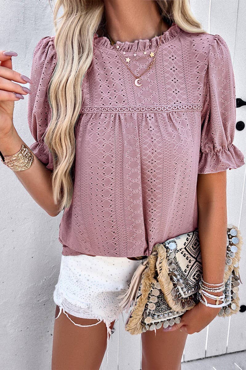 CWTBLS0389_Round Neck Short Sleeve Top