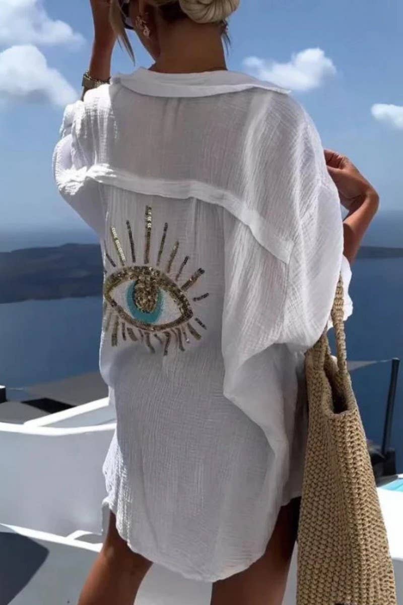 CWTBLS02462_LAPEL LONG SLEEVE COTTON LINEN CASUAL SHIRT