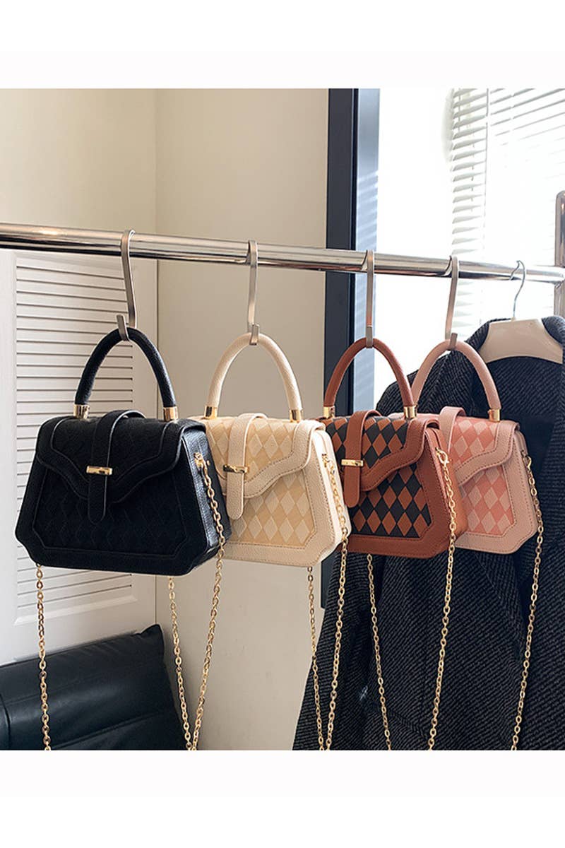 PLAID BOX HANDLE CROSS CHAIN SMALL BAG_CWAB0528