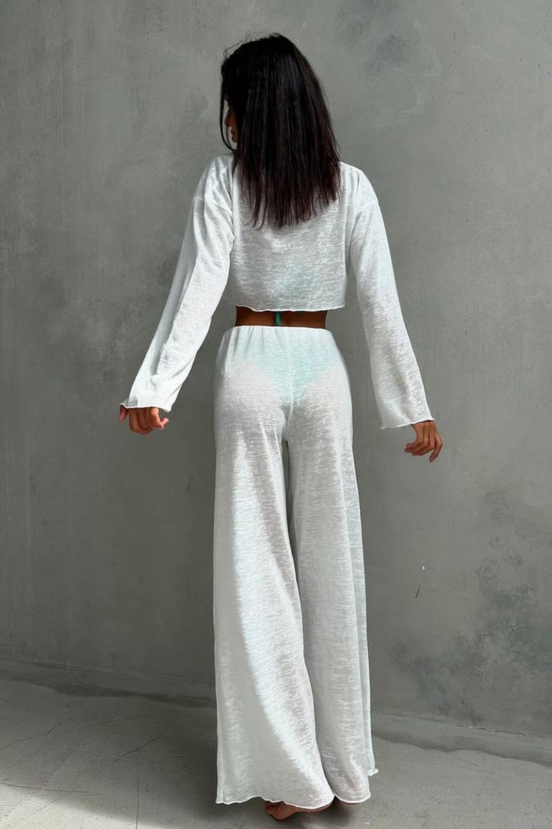 CWSPJ0405_KNITTED ROUND NECK PAJAMAS TWO-PIECE SET