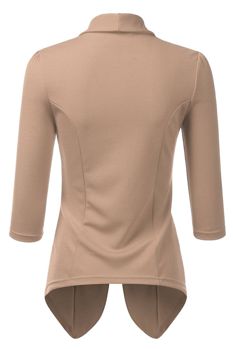 CWOBL089_Casual Work 3/4 Sleeve Open Front Blazer