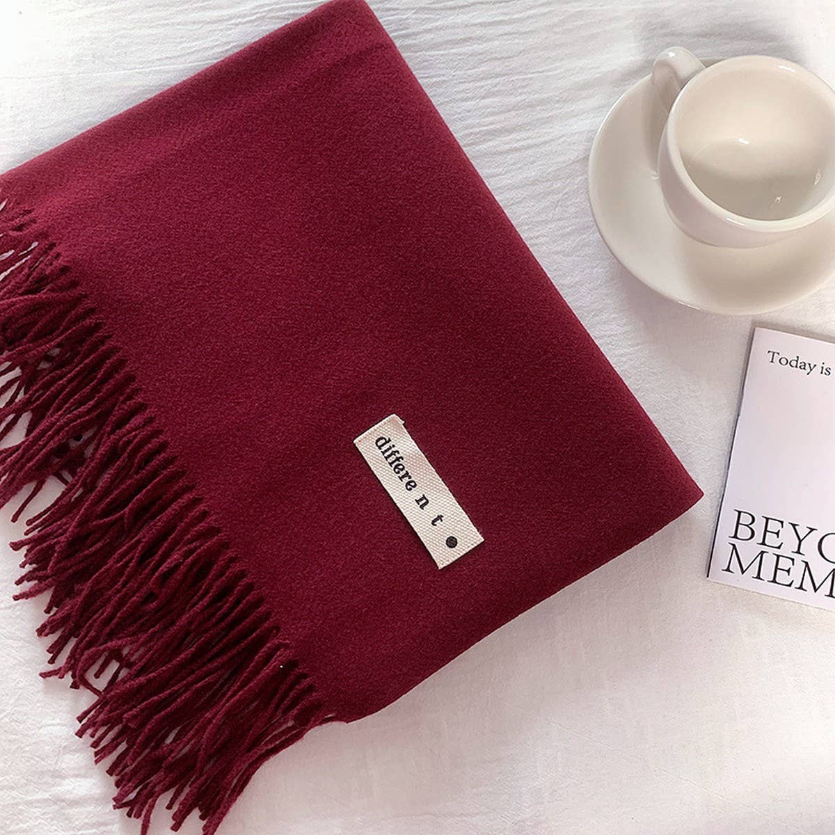 Colorblock Tassel Scarf - Thick Wrap for Students