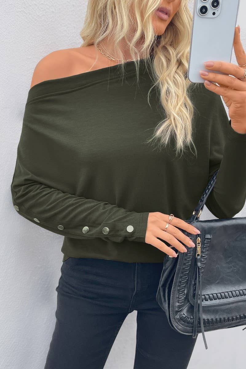 CWTBLL4062_OFF-SHOULDER LIGHTWEIGHT LONG SLEEVE PULLOVER