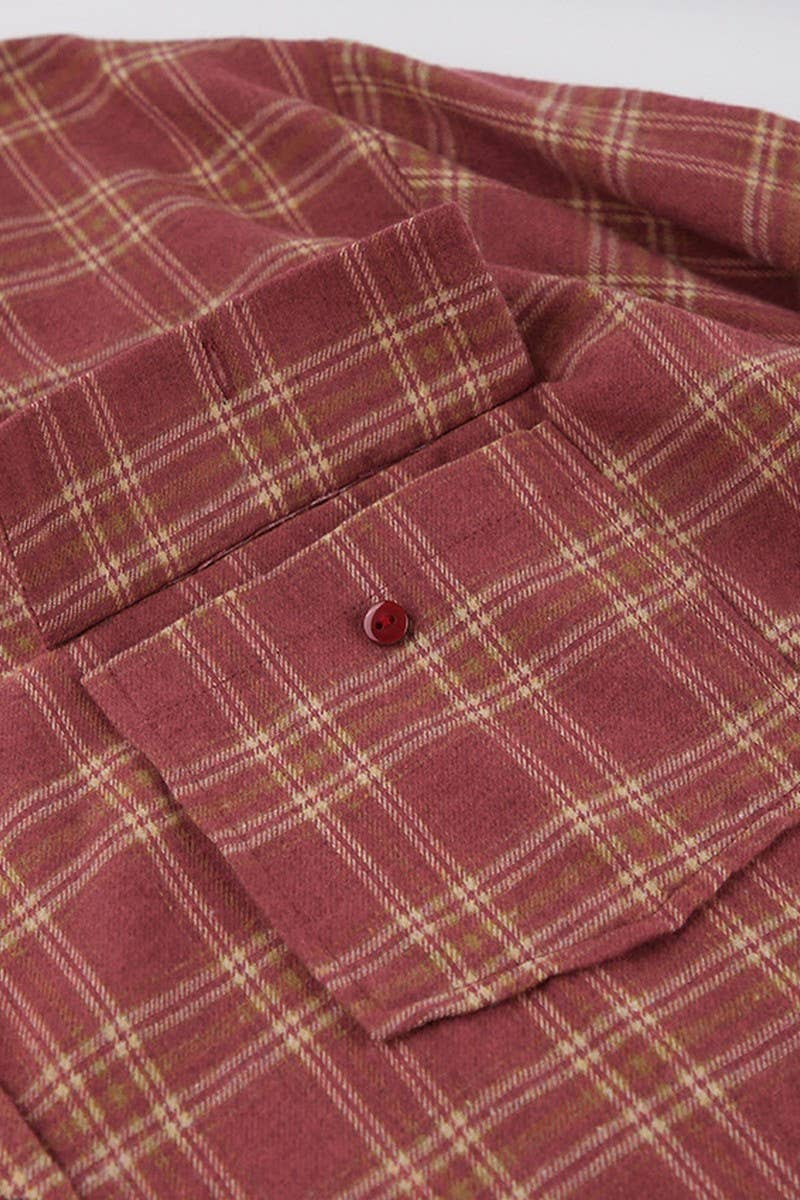 CWTSTL2598_RETRO RED PLAID LOOSE LONG-SLEEVED SHIRT