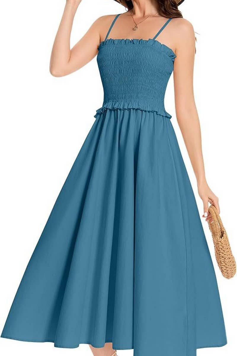 CWDMD5855_SOLID SLIM FIT WAIST TIE STRAP MAXI DRESS