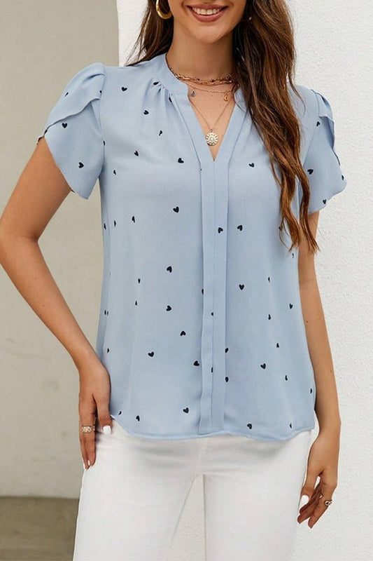 CWTSTS0667_SUMMER LOVE PETAL SLEEVE TEMPERAMENT SHIRT