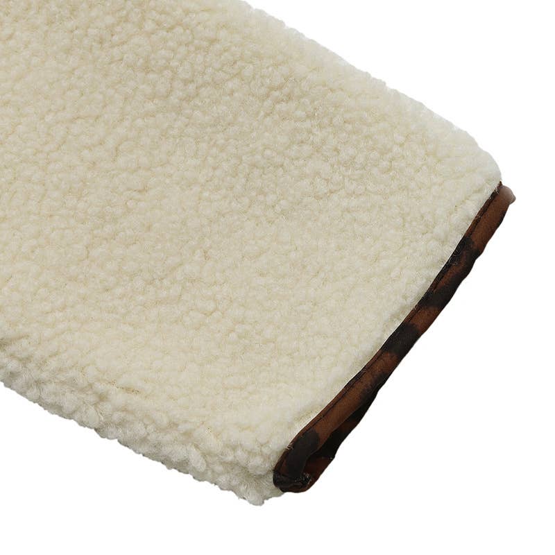 Casual polar fleece leopard print color cardigan