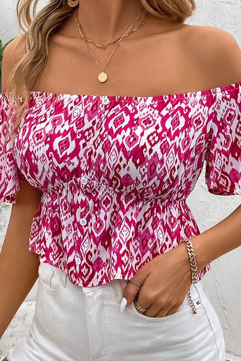 CWTBLS0963_OFF-SHOULDER PRINTED BUTTON-DOWN SHIRT