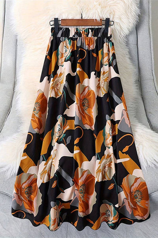 CWBLS0439_SUMMER SLIGHTLY TRANSPARENT COMMUTER PRINTED SKIRT