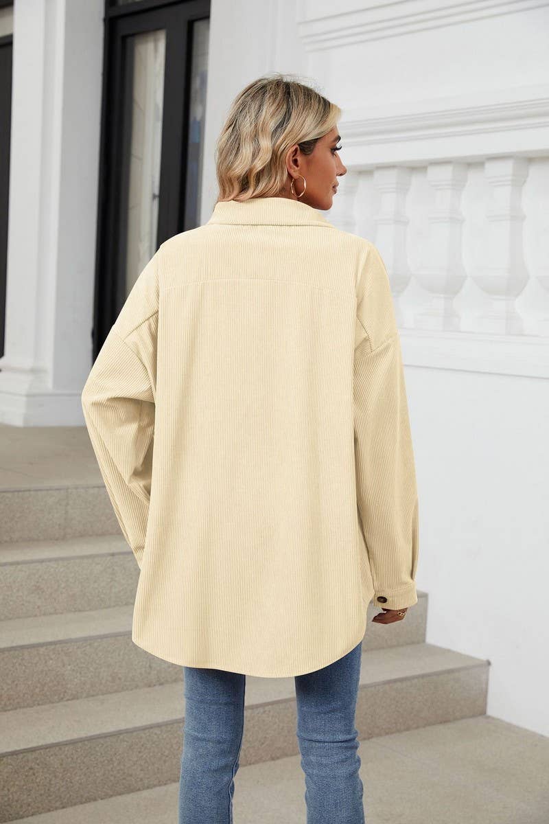 CWOCO0501_LAPEL SOLID COLOR BUTTON LONG SLEEVE SHIRT COAT