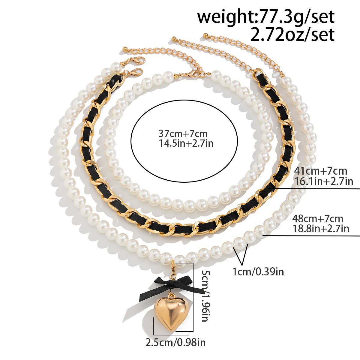HIGH-END FASHION PEARL RIBBON BEADED NECKLACE
