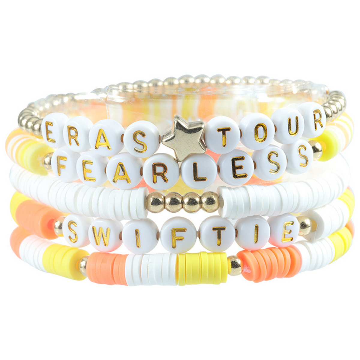 Multilayer Elastic Letter Bead Bracelets Set