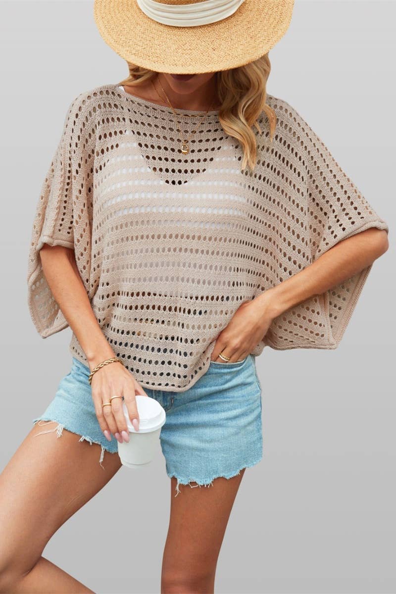 CWTBLS0746_CREW-NECK BAT-SLEEVE CUTOUT KNIT TOP