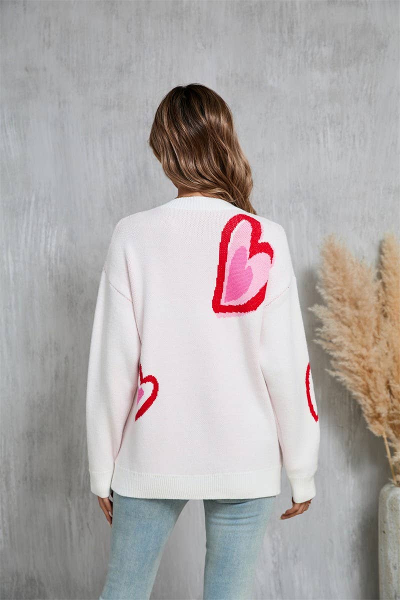 CWOSWL5781_VALENTINE'S DAY HEART PEACH SWEATER CARDIGAN