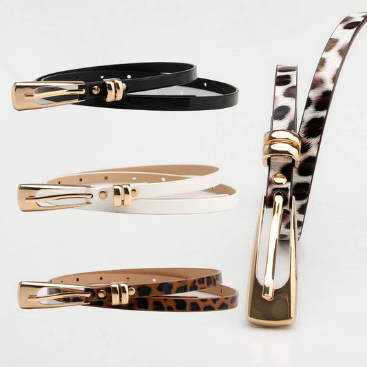 CLASSIC SIMPLE ALLOY BUCKLE LEOPARD THIN BELTS_CWABE0399