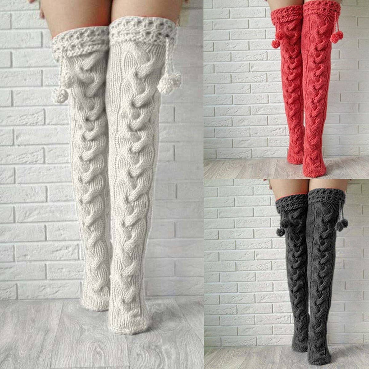 OVER-THE-KNEE LONG SOCKS WITH POMPOMS_CWMS0845