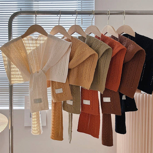 CWMM10402_SOLID KNIT SHAWL CAPE SCARF FOR WOMEN