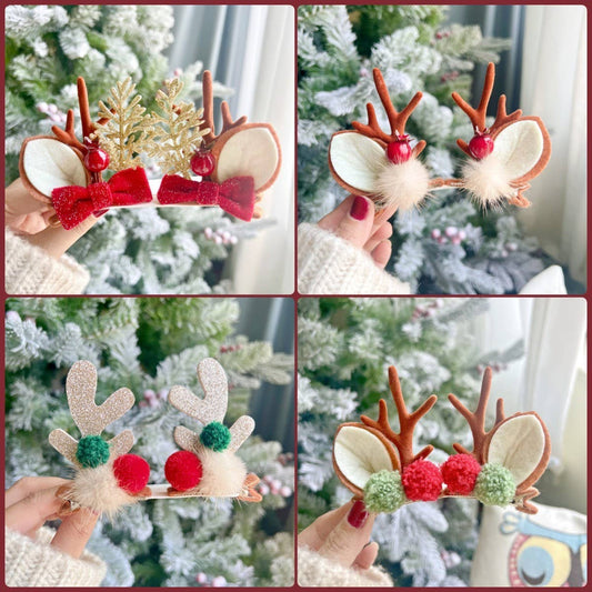 CHRISTMAS CUTE ELK ANTLER HEAD ORNAMENT HAIRPIN