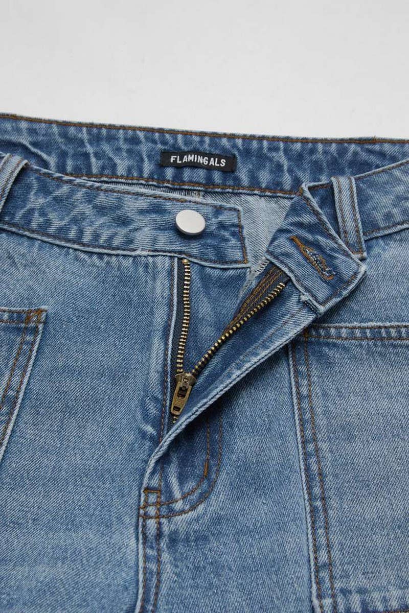 CWJP0591_VINTAGE RIPPED PATCHWORK STRAIGHT LEG DENIM PANTS