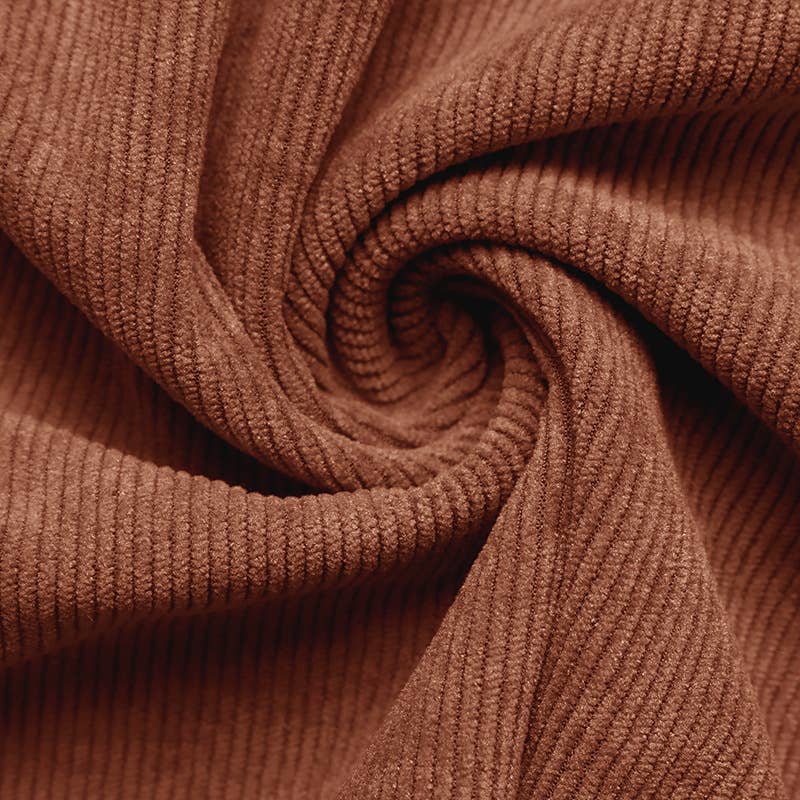 Classic brown corduroy V-neck dress