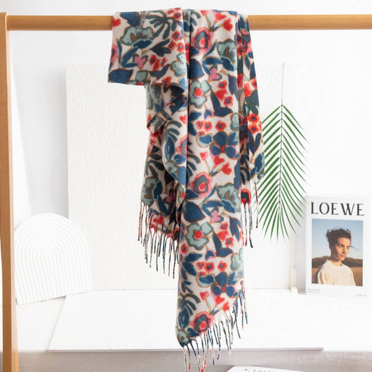 Soft Faux Cashmere Floral Scarf - Elegant Wrap_CWASC0917