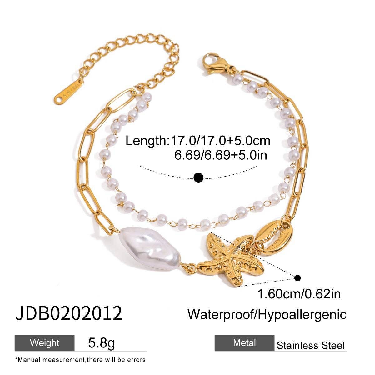 18K Gold Shell & Pearl Charm Bracelet_CWAJE4626