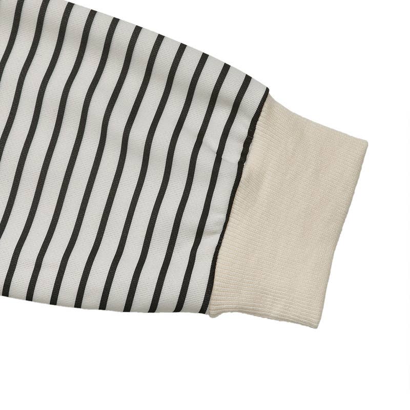 CREW-NECK STRIPED PATCHWORK FAKE TWO TOPS