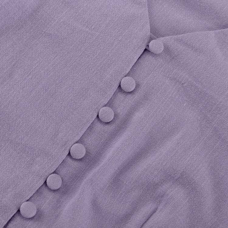 Cotton V-neck long-sleeved purple dress