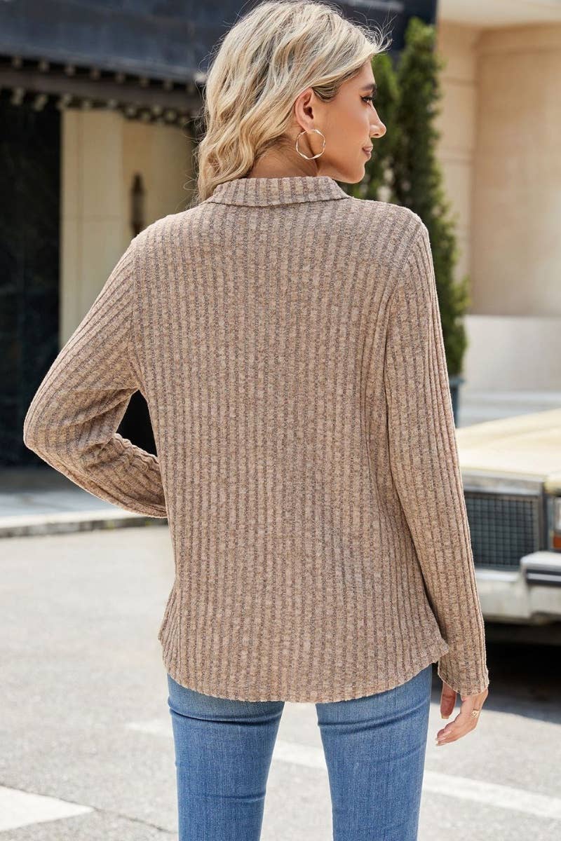 CWOSWL6560_WINTER POCKET LONG SLEEVE V-NECK SWEATER