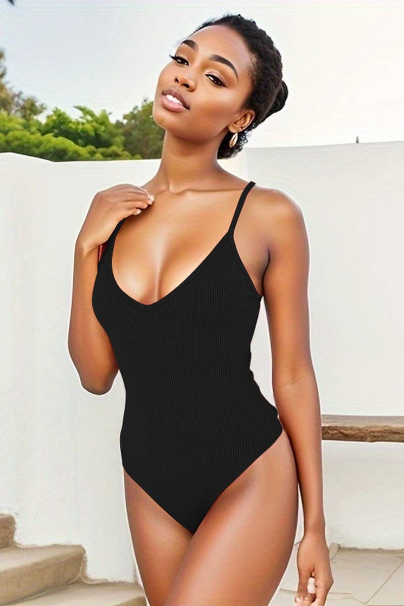 CWSBSSL0127_SUMMER V-NECK SLIM FIT BODYSUIT