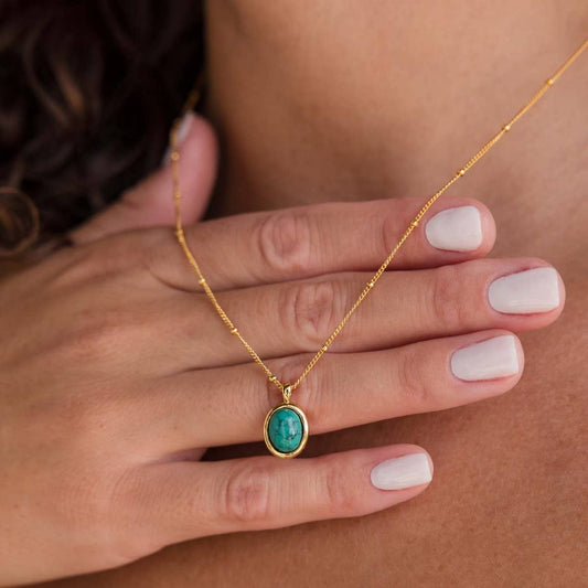 Stainless Steel Fashion Natural Turquoise Necklace_CWMM5699