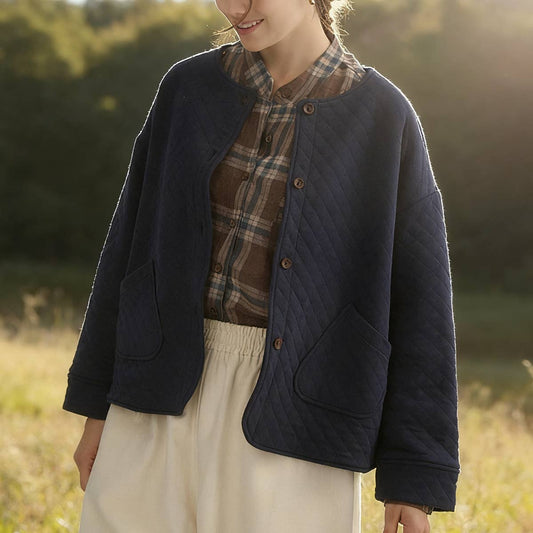 Diamond-shaped double-sided cotton jacket