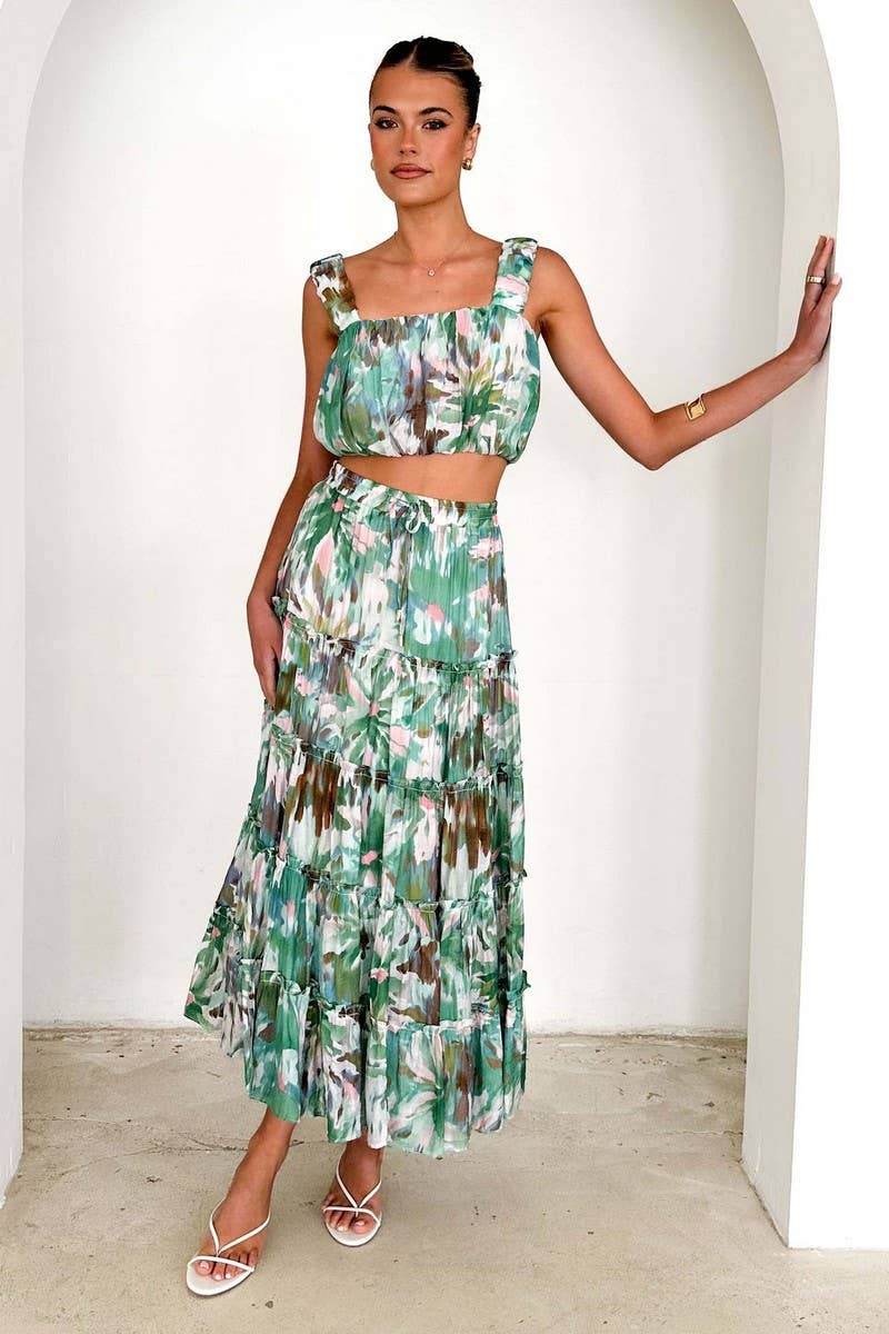 CWSS1274_RETRO SHORT SUSPENDER SKIRT TWO-PIECE SET